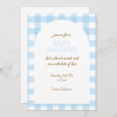 Blue Gingham Baby shower Uitnodiging (Voorkant / Achterkant)