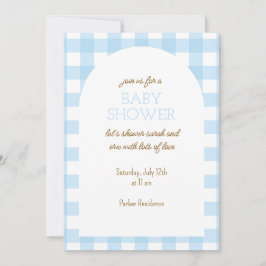 Blue Gingham Baby shower Uitnodiging