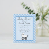 Blue Gingham Baby Shower-uitnodigingen Kaart (Staand voorkant)