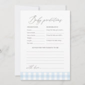 Blue Gingham Baby shower voorspellingen en advies Kaart (Voorkant)