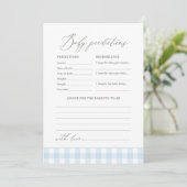 Blue Gingham Baby shower voorspellingen en advies Kaart (Staand voorkant)