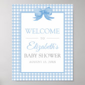 Blue Gingham Baby shower Welcome Poster (Voorkant)