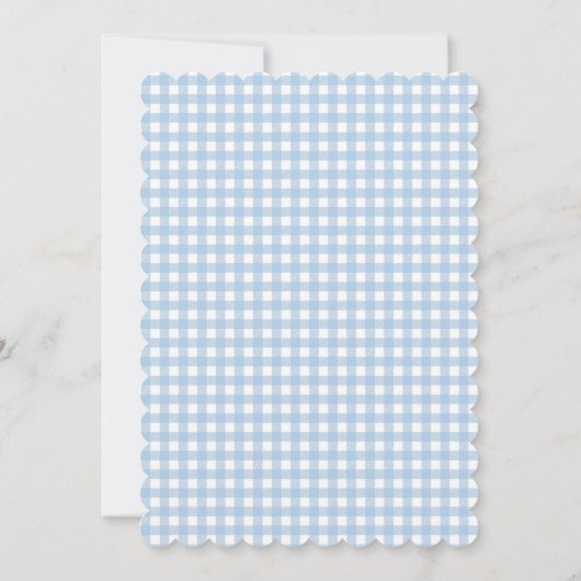 Blue Gingham Baby shower Wishes for Baby Kaart (Achterkant)