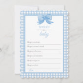 Blue Gingham Baby shower Wishes for Baby Kaart (Voorkant)