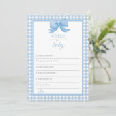 Blue Gingham Baby shower Wishes for Baby Kaart (Staand voorkant)