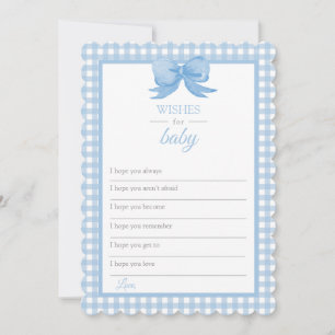 Blue Gingham Baby shower Wishes for Baby Kaart