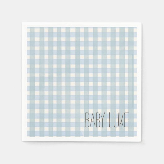 Blue Gingham Baby showers servet (Voorkant)