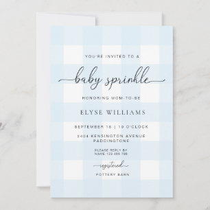 Blue Gingham Baby Sprinkle Kaart