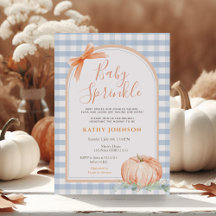 Blue Gingham Baby Sprinkle Pumpkin Baby shower