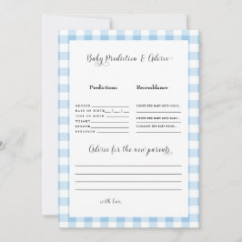 Blue Gingham Baby Voorspellingen II Uitnodiging