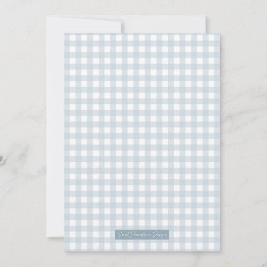 Blue Gingham Baseball Baby shower Uitnodiging (Achterkant)