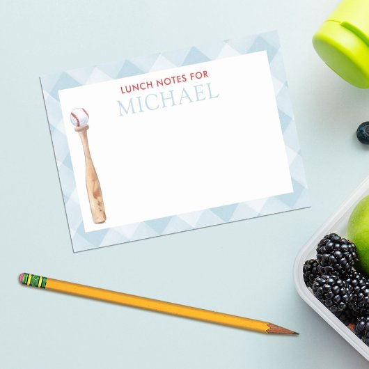 Blue Gingham Baseball Kinder aangepaste lunchbox Post-it® Notes