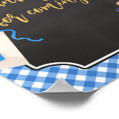 Blue Gingham BBQ Baby shower Bedankt voor uw komst Poster (Hoek)