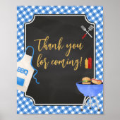 Blue Gingham BBQ Baby shower Bedankt voor uw komst Poster (Voorkant)