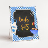 Blue Gingham BBQ Baby shower boeken en geschenken Poster