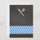 Blue Gingham BBQ Baby shower Kaart (Achterkant)