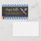 Blue Gingham BBQ Baby shower Luier Raffle Informatiekaartje (Voorkant / Achterkant)