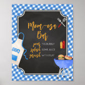 Blue Gingham BBQ Baby shower Moeder Osa Bar Poster (Voorkant)