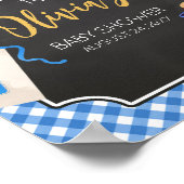 Blue Gingham BBQ Baby shower Welkom Poster (Hoek)