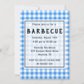 Blue Gingham BBQ Party Kaart (Voorkant)