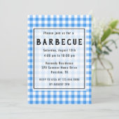 Blue Gingham BBQ Party Kaart (Staand voorkant)
