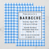 Blue Gingham BBQ Party Kaart (Voorkant / Achterkant)