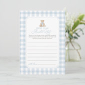 Blue Gingham Bear Baby First Year Bucket List Kaart (Staand voorkant)