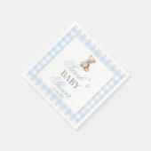 Blue Gingham Bear Baby Shower Servet (Hoek)