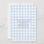 Blue Gingham Beer Baby shower Boy Kaart (Achterkant)