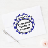 Blue Gingham Blueberry Jelly Jam Jar/Lid Label (Envelop)