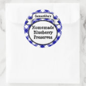 Blue Gingham Blueberry Jelly Jam Jar/Lid Label (Tas)