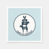 Blue Gingham Boerderij thema Dier Verjaardag Servetten (Voorkant)