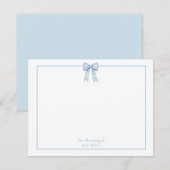 Blue Gingham boog Baby jongen kwekerij dank u Bedankkaart (Voorkant / Achterkant)