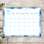 Blue Gingham Border, ongedateerde maandelijkse pla Notitieblok<br><div class="desc">Met dit pad van 40 vellen met een blauwe gingham-patroonrand bent u klaar om uw maandelijkse plannen vast te leggen.</div>