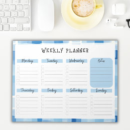 Blue Gingham Border, Undated Weekly Planner Notitieblok