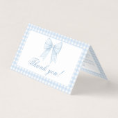 Blue Gingham Bow Baby Boy Shower Bedankt Kaarten (Voorkant)