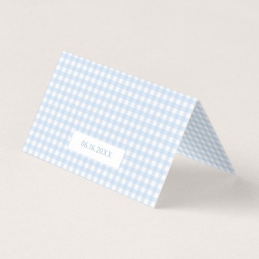 Blue Gingham Bow Baby Boy Shower Bedankt Kaarten (Achterkant)