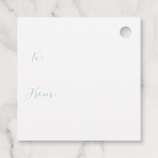 Blue Gingham Bow Christmas Tree Gift Labels (Achterkant)