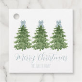Blue Gingham Bow Christmas Tree Gift Labels (Voorkant)