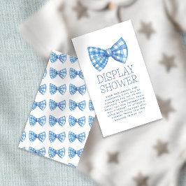 Blue Gingham Bow Stropdas Baby Display Douche Informatiekaartje