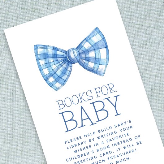 Blue Gingham Bow Stropdas Boeken voor Baby Baby sh Informatiekaartje