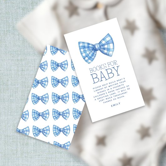 Blue Gingham Bow Stropdas Boeken voor Baby Baby sh Informatiekaartje