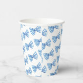 Blue Gingham Bow Stropdas Pattern Baby shower Papieren Bekers (Rechts)