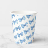Blue Gingham Bow Stropdas Pattern Baby shower Papieren Bekers (Voorkant)