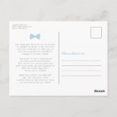 Blue gingham bow stropdas virtueel baby shower briefkaart (Achterkant)