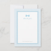 Blue gingham bowtie baby shower bedankt voor je op (Voorkant)