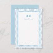 Blue gingham bowtie baby shower bedankt voor je op (Voorkant / Achterkant)