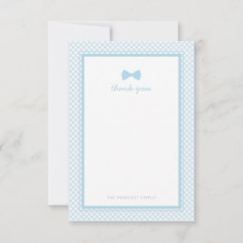 Blue gingham bowtie baby shower bedankt voor je op