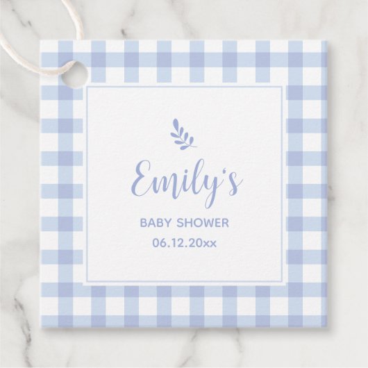 Blue Gingham Boy Baby shower Bedankt voor je komst Bedankjes Labels (Voorkant)