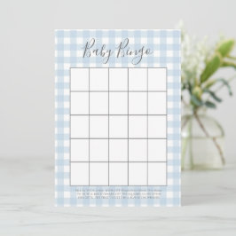 Blue Gingham Boy Baby shower Bingo Kaarten